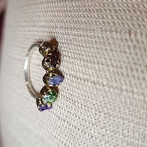 New Sterling Silver Multi Rugged Stone Ring, Size 8.25
